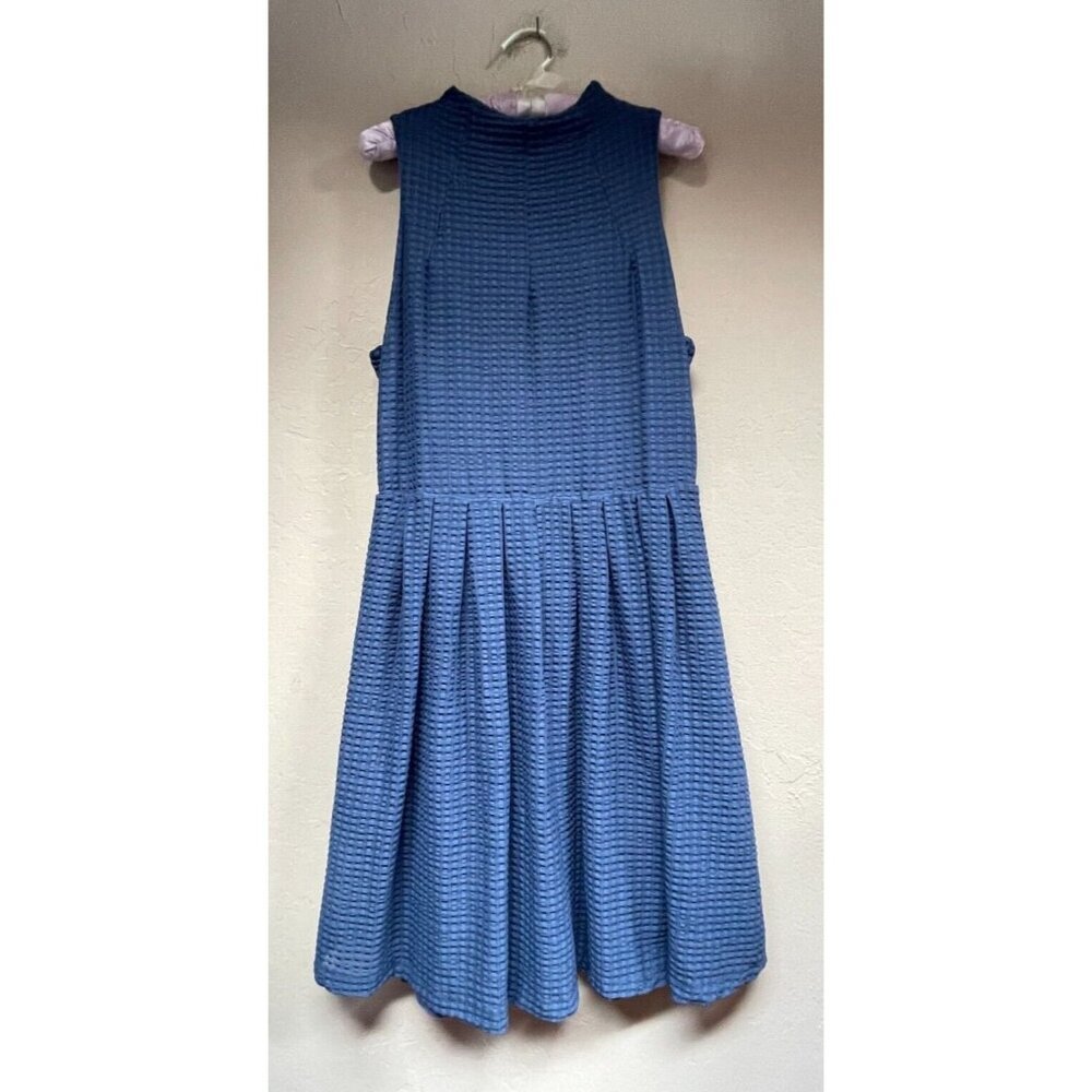 New Deletta Anthropologie Women’s Large Cosgrove Blue Fit & Flare Dress Textured